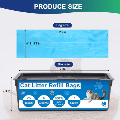 2 Pack Cat Litter Refill Bags Compatible with Litter Genie Easy Roll Pail,Lasting Refills,Leak-Proof & Easy-Tear,Ultimate Odor Control Cat Litter Bags,(50 Bags Total)
