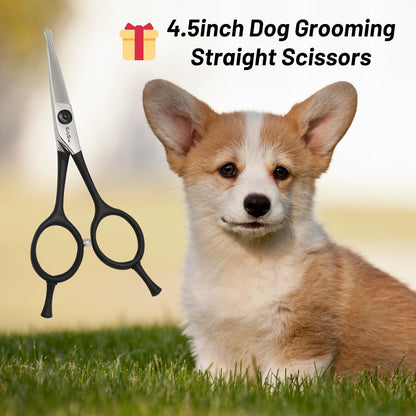 4.5in Small Dog Grooming Scissors Professional, Cat Pet Shears with Ergonomic Handle & Safety Round Tip, VG10 Steel Sharp, Puppy Trimming Shears for Dogs Face Paw Ears Eye Nose Moustache Hair Cutting