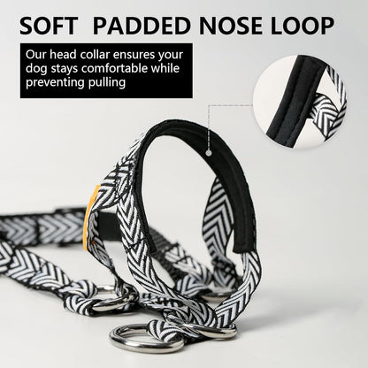 Gentle Dog Head Collar with Soft Nylon, Breathable Head Halter for Small Medium Large Dogs, Prevent Pulling Barking(S,Black)
