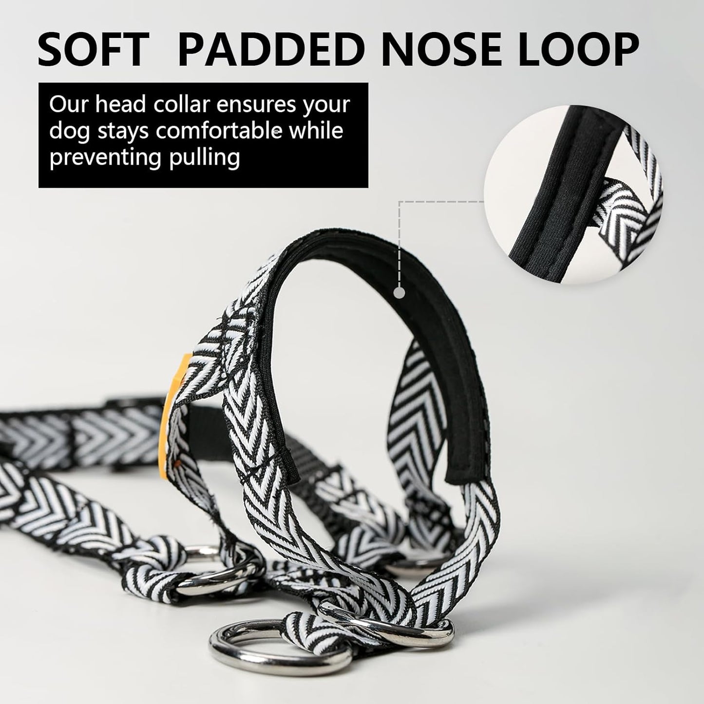 Gentle Dog Head Collar with Soft Nylon, Breathable Head Halter for Small Medium Large Dogs, Prevent Pulling Barking(S,Black)