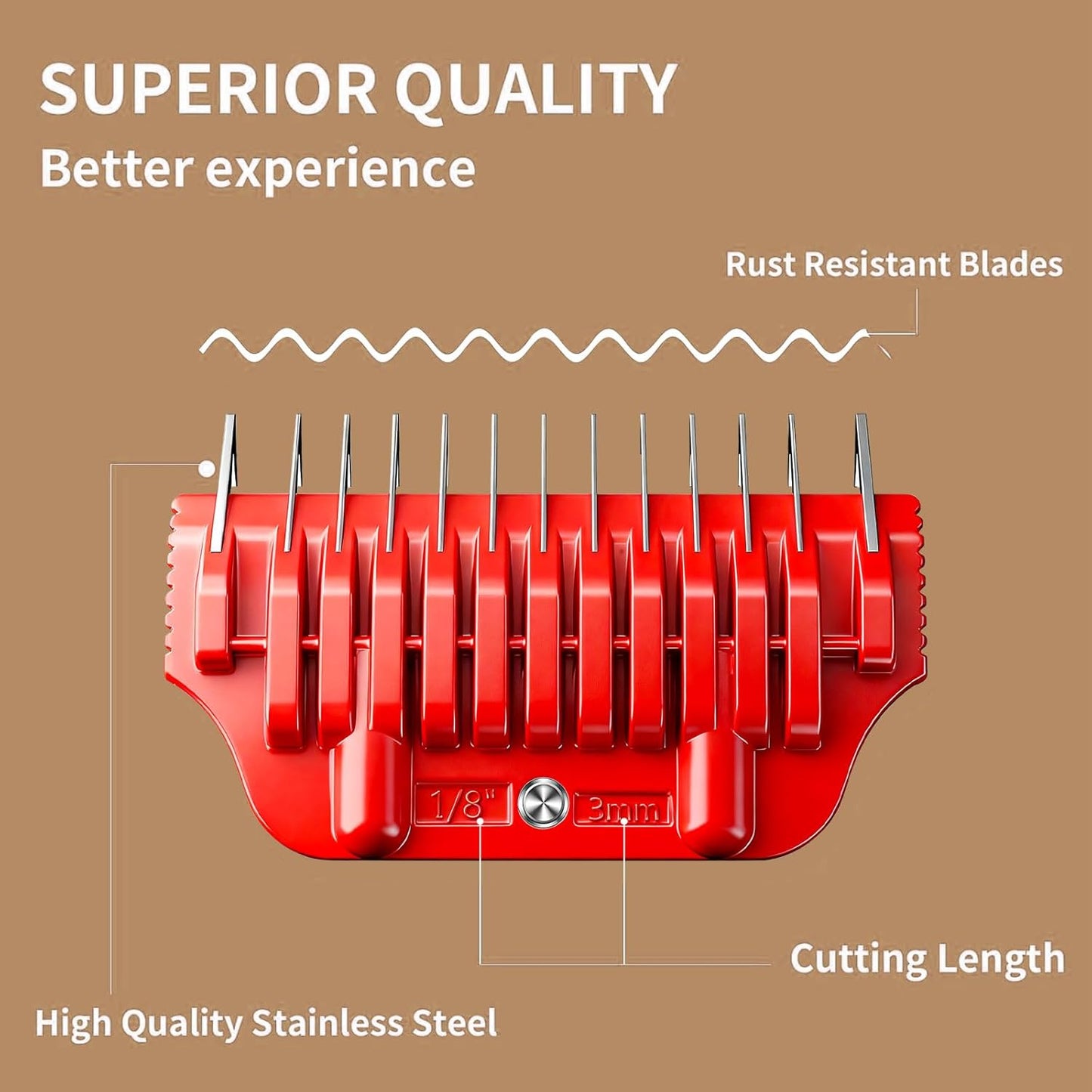 Wide Clipper Guard Attachment for A5 Type Wide Blade, Compatible with Andis, Wahl, Oster, Pet Grooming Attachment, Stainless Steel Professional Comb (3mm or 1/8")