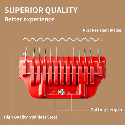 Wide Clipper Guard Attachment for A5 Type Wide Blade, Compatible with Andis, Wahl, Oster, Pet Grooming Attachment, Stainless Steel Professional Comb (3mm or 1/8")