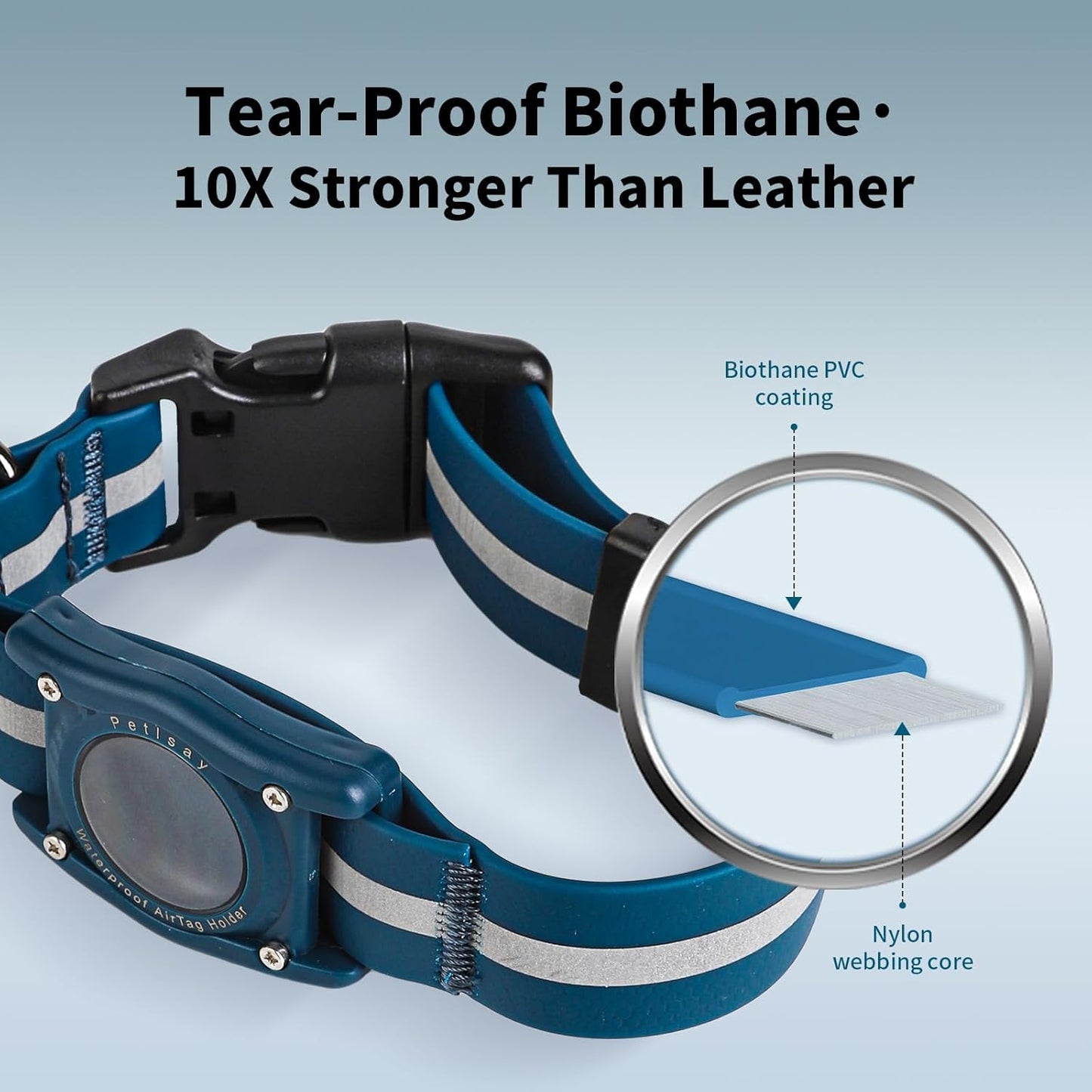 Dog Collar with AirTag Holder - IP68 Waterproof, Odorproof, Tearproof, Reflective, Adjustable Biothane AirTag Dog Collar by PetIsay(Red, M)