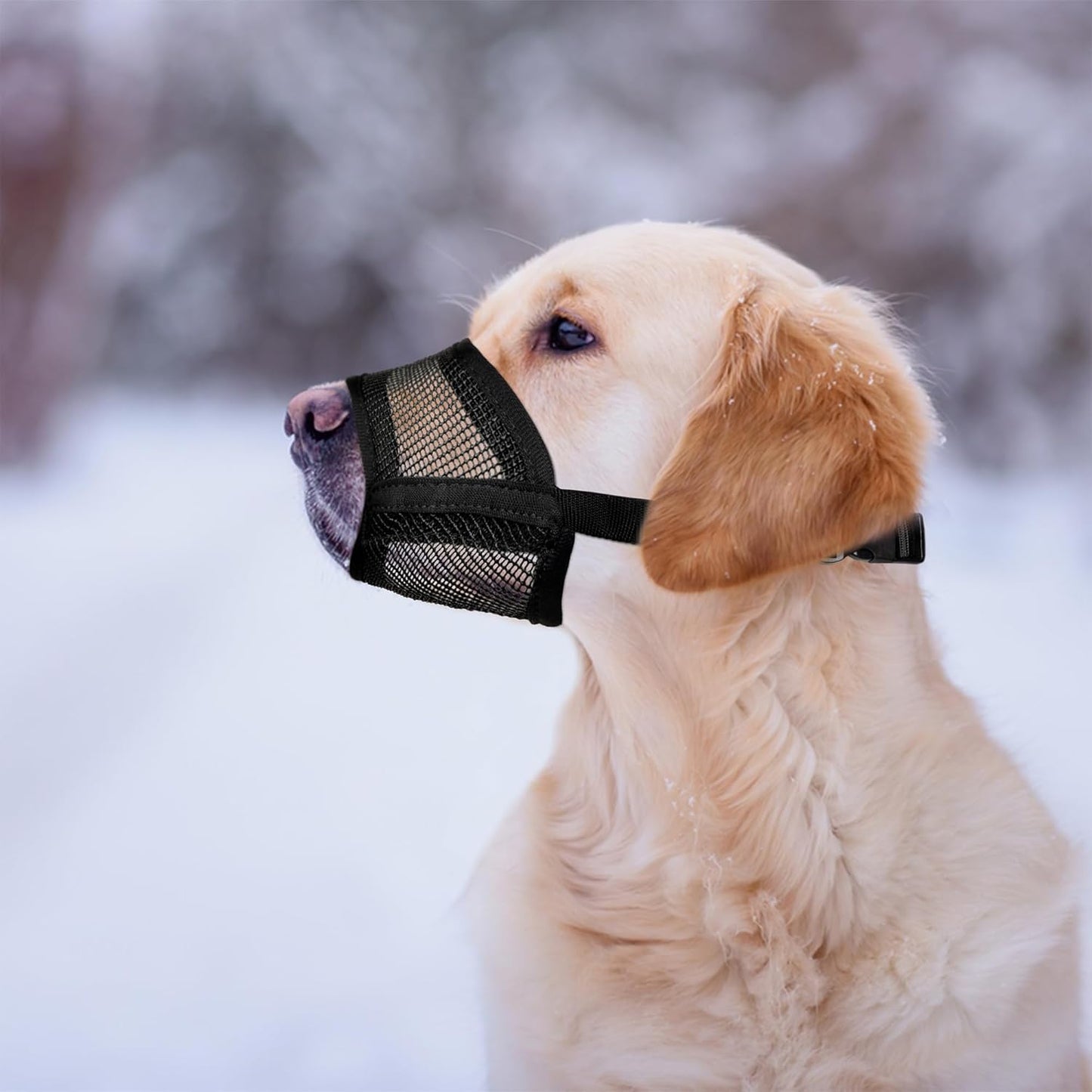 Dog Muzzle for Large Dogs - Air Mesh Muzzle for Large Sized Dog | Adjustable No Bark Dogs Muzzles for Scavenging Licking & Chewing | Prevent Biting | L 7.9'' - 9.4''