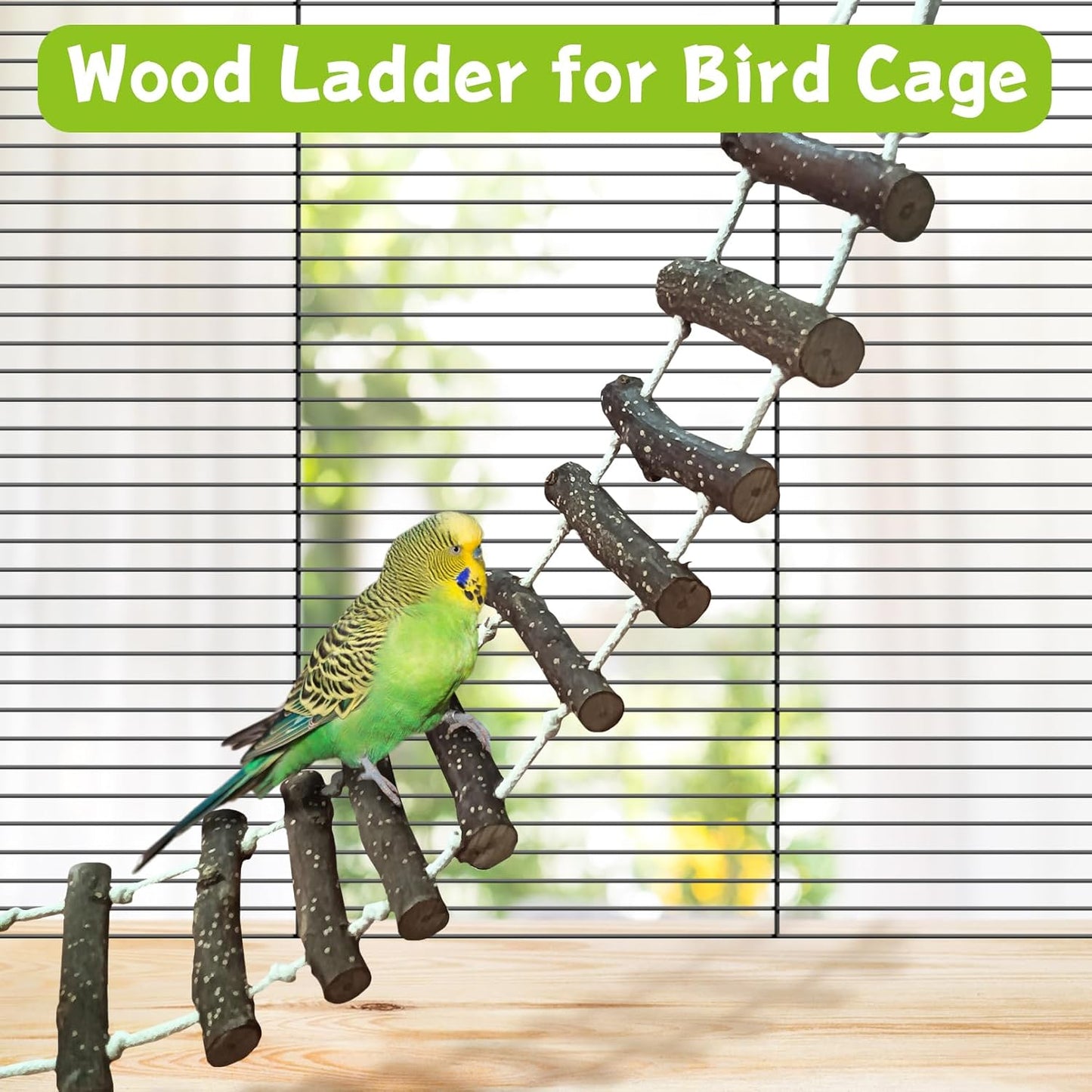 BNOSDM Wooden Long Bird Ladders and Parrot Hang Nest for Birds