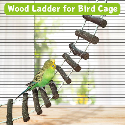 BNOSDM Wooden Long Bird Ladders and Parrot Hang Nest for Birds