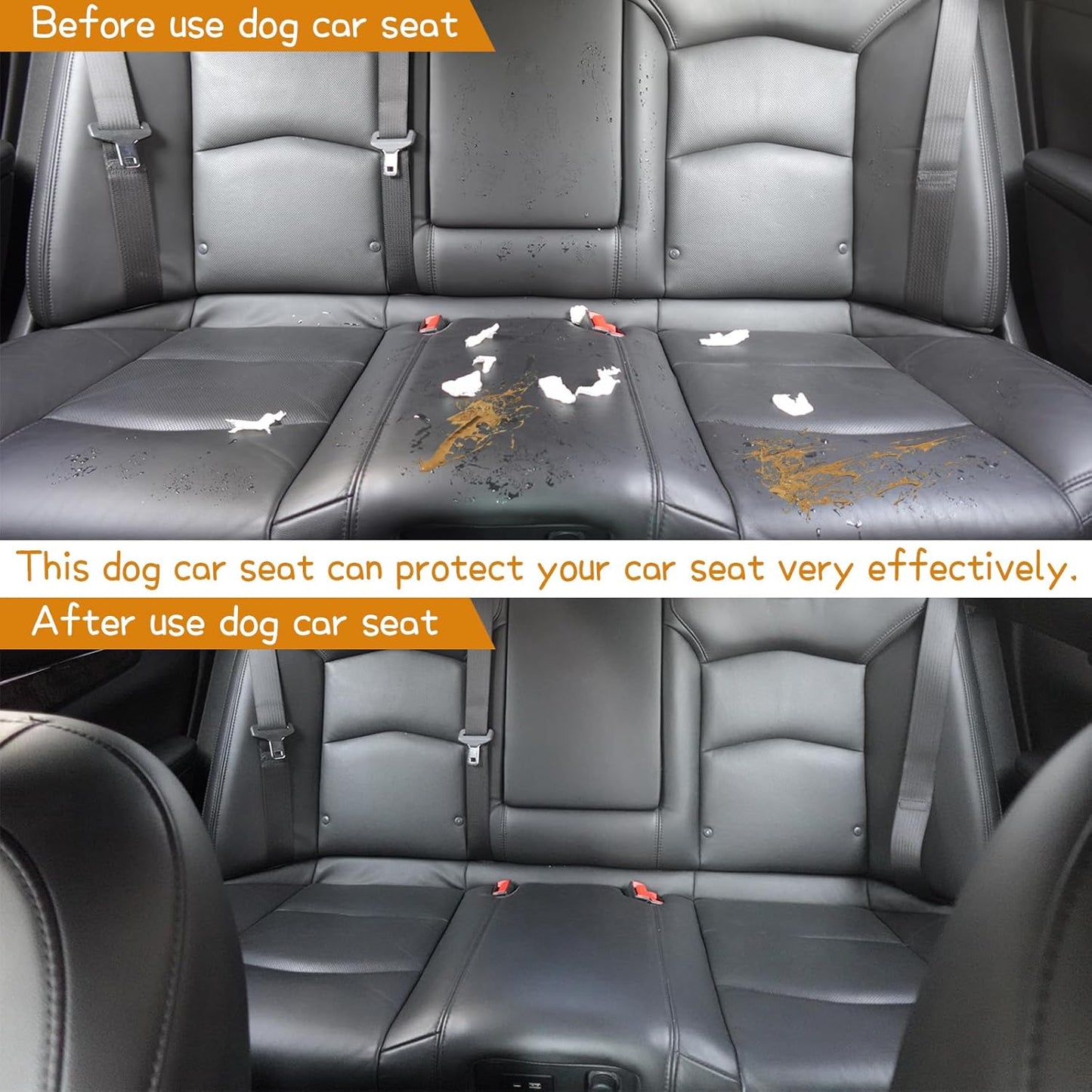 Elevated Dog Car Seat for Small/Medium Dog Booster Seat Up to 60Lbs or 2 Small Dogs Detachable & Washable with Safety Leashe Pet Sofa Bed with Thick Cushion for Travel with Storage Pocket