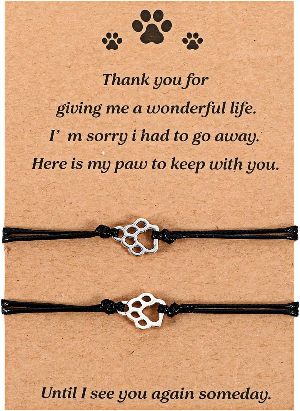 Cat Memorial 2PCs Gifts for Loss of Cat Pet Paw Bracelet for Women Men for Cat Passing Away Gifts for Cat Lovers Bereavement Gifts for Cat Lover Memory Gifts Loss of Furry Friend Sympathy Gift