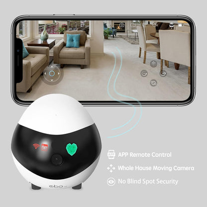 Enabot EBO SE FamilyBot Home Camera Robot: 1080P Movable Pet Camera Indoor, Battery-Operated, Auto-Recharge, Night Vision, 2-Way Talk, Local Storage, APP Control