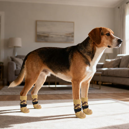KOOLTAIL Anti Slip Dog Socks for Hot/Cold Pavement to Prevent Licking Paws, Paw Protector&Dog Boots with Grippers for Hardwood Floors,Traction Control No Twist Booties for Small Medium Large Dogs S