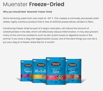 Muenster Adult Dry Dog Food - 22lb Bag Ancient Grain w/Ocean Fish & Freeze-Dried Meatballs Barnyard Chicken Recip