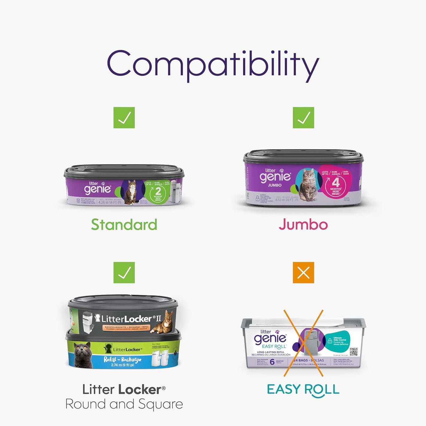 Litter Genie Refill Bags | Stand Alone Genuine Film 6 pk | Compatible with Litter Genie Standard and Jumbo Refills | Ultimate Odor Control Cat Litter Bags | Up to 12 Months of Supply for one cat