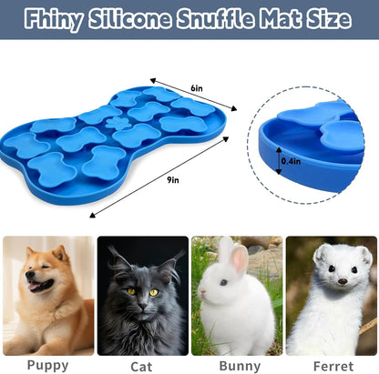 Fhiny Silicone Snuffle Mat for Dogs, Dog Puzzle Feeder Lick Mat with Suction Cups Puppy Slow Feeder Bowl for Dry and Wet Food Interactive Smell Training Encourages Natural Foraging Skill(Blue)