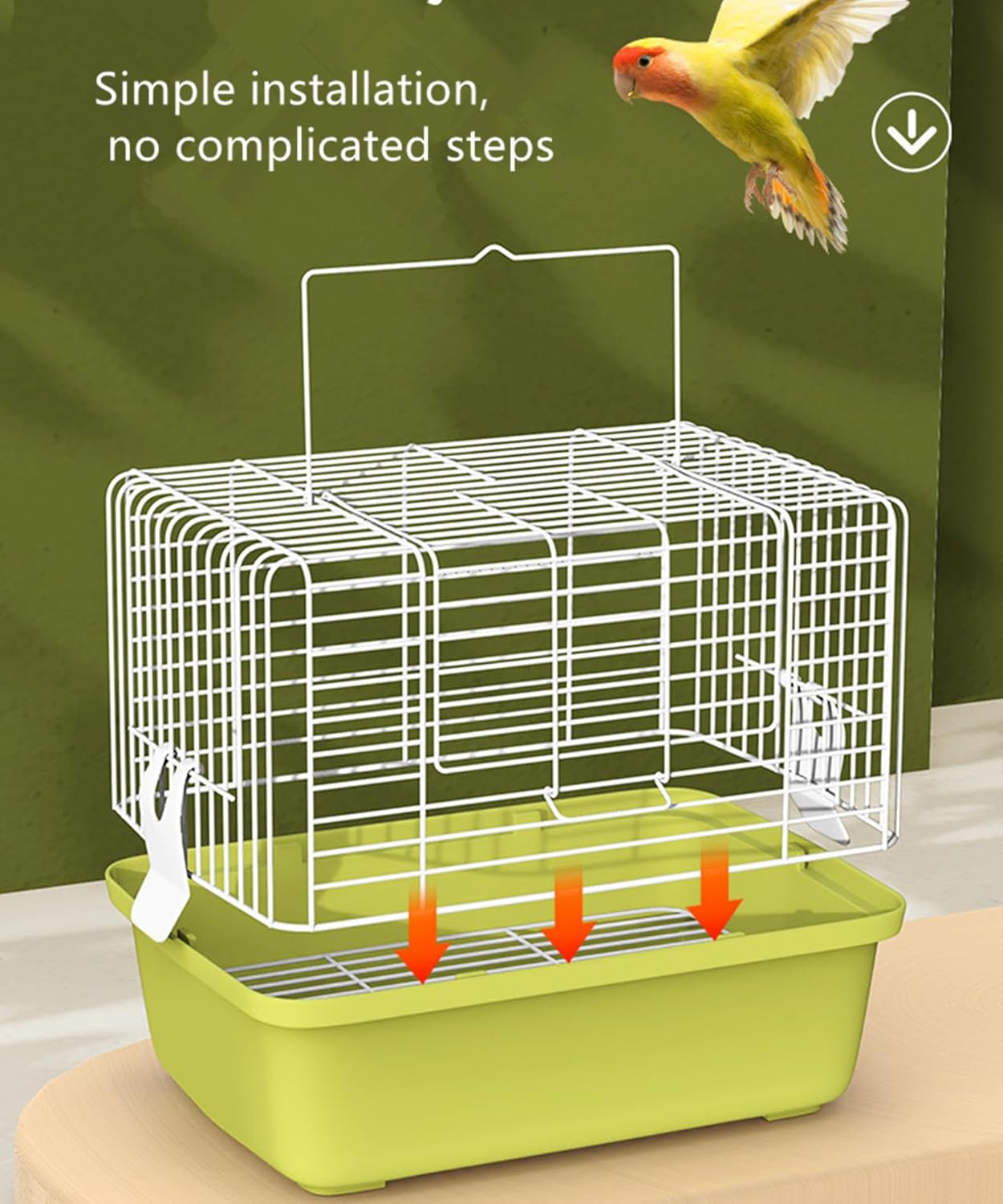 Portable Bird Travel Carrier Cage – 360° Full View Wire Carrier with Feeder & Water Cup for Cockatiels, Parakeets – Locking Door, Easy Clean, Perch Included – Perfect for Vet Visits, Trips(Size:L)