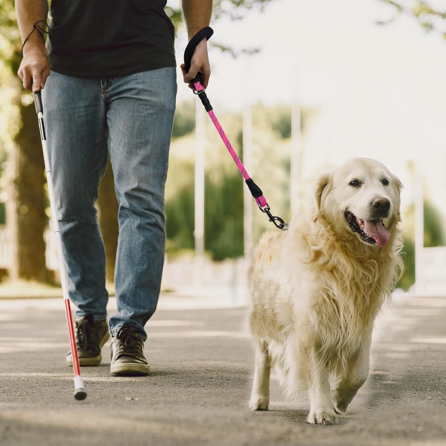 VIVAGLORY Dog Fleece Coat + Short Dog Leash, Easy to Take on and Off, Padded Neoprene & Heavy Duty
