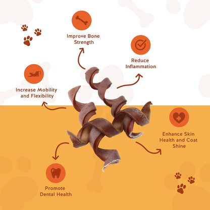 Jack&Pup 5" Spiral Beef Collagen Sticks for Dogs - Rawhide Free Dog Chews Long Lasting Collagen Chews for Dogs - Bully Sticks Alternative (8 Pack)