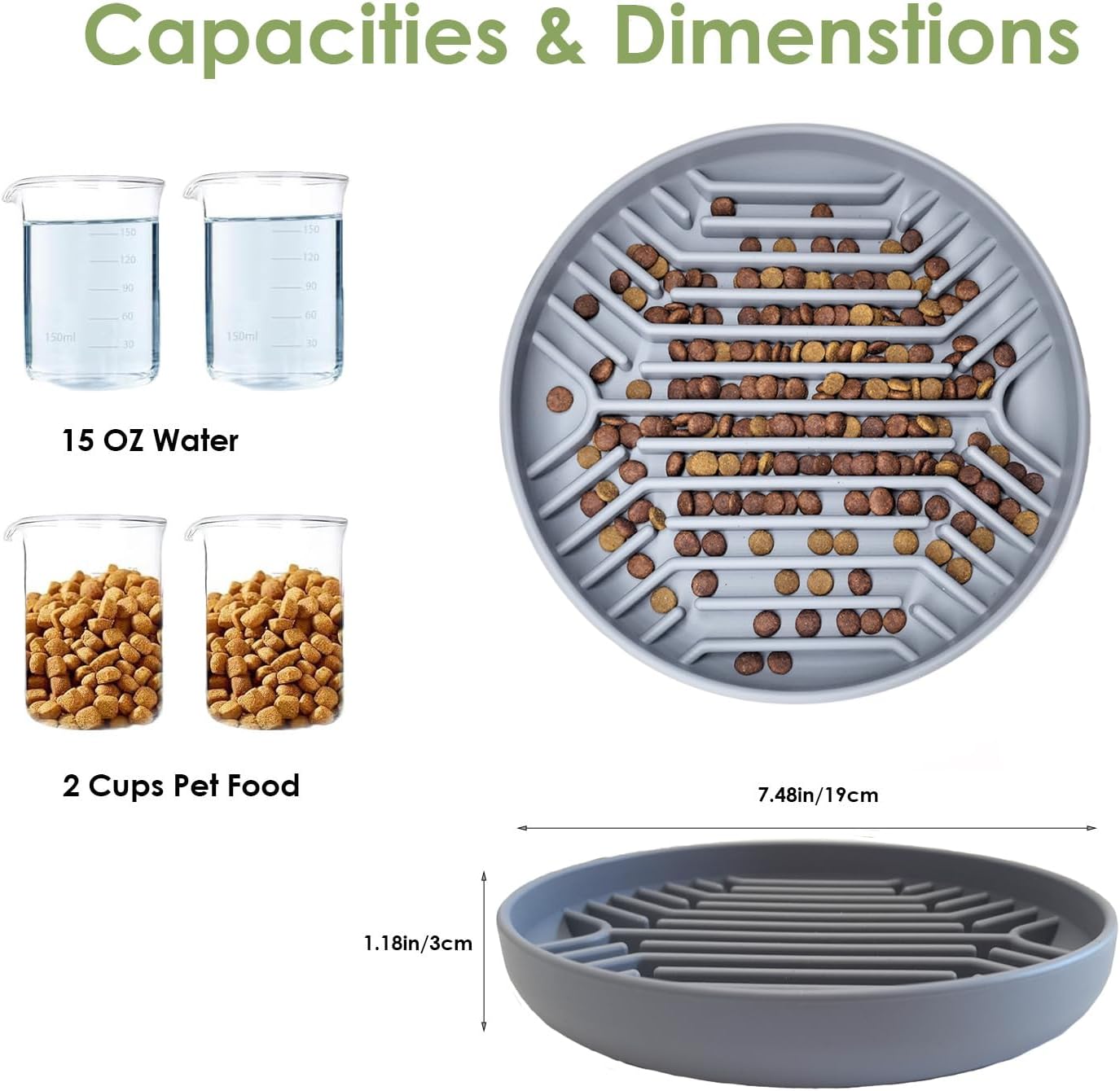 Slow Feeder Dog Bowls,Anti-Choking Slow Eating Dog Food Bowl,Non Slip Pet Slower Food Feeding Bowls for Small & Medium Pets (Labyrinth Pattern-Grey)