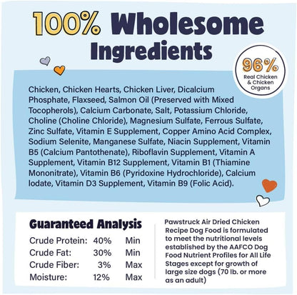 Pawstruck Air Dried Dog Food with Real Chicken, Grain-Free, Made in USA, Non-GMO & Vet Recommended, High Protein Limited Ingredient Full-Feed for All Breeds & Ages, 2lb Bag