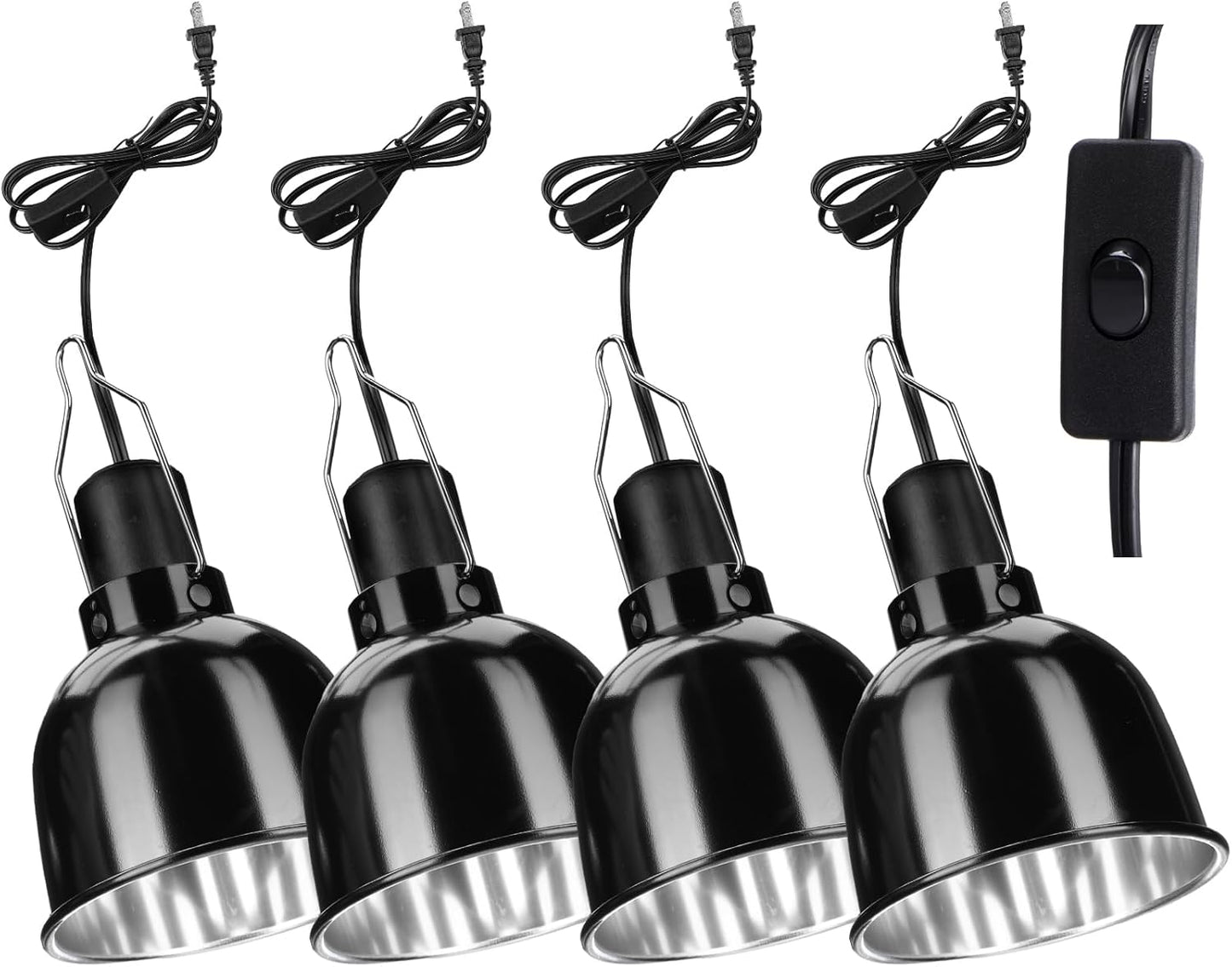 Macarrie 4 Pack Reptile Heat Lamp Fixture, 5.5 Inch Metal Dome Light Fixtures for Reptiles UVB Bulb Basking Heat Bulb, Brooder, Plants, Amphibians, Lizard Turtles Terrariums