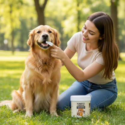 Kirby's Choice Dog Ear & Teeth Cleaning Wipes Bundle – 100 Total Finger Wipes (2 Canisters) – Gentle Pet Oral Care & Ear Cleaner – Safe, Durable & Easy to Use for Dogs & Cats – 100% Kirby Approved