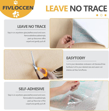 Cat Scratching Post Set: Enhanced Wood-Framed Cat Scratch Post (24in) + Cat Scratch Protector Pads (Beige)