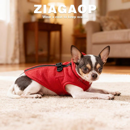 Soft & Comfortable Dog Jacket – Cozy Zip-Up Sweater Vest with Leash Hook, Easy-On Pet Coat for Walks, Outdoor Play, and Everyday Adventures. Red M