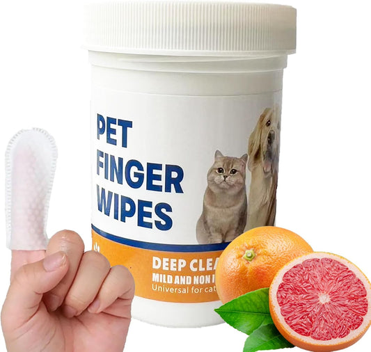 Pet Finger Wipes, Dog Ear Wipes for Dog Ear Infection Treatment, Gentle and Safe Pet Ear Cleaning Ear Cleaner for Allergies and Itching, Pet Dental Finger Wipes for Dogs and Cats, Furry Animals 50pcs
