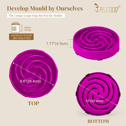 JASGOOD Slow Feeder Dogs Bowl for Large Medium Dogs,Anti-Gulping Pet Slower Food Feeding Bowls Stop Bloat,Preventing Choking