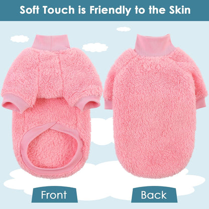 SUNFURA Sphynx Cat Sweater, Hairless Cats Turtleneck Pullover Kitten Sweaters for Cats Only, Warm and Soft Cat Pajamas Shirt with Sleeves Pet Winter Clothes Fleece Jumpsuit for Puppy, Pink S