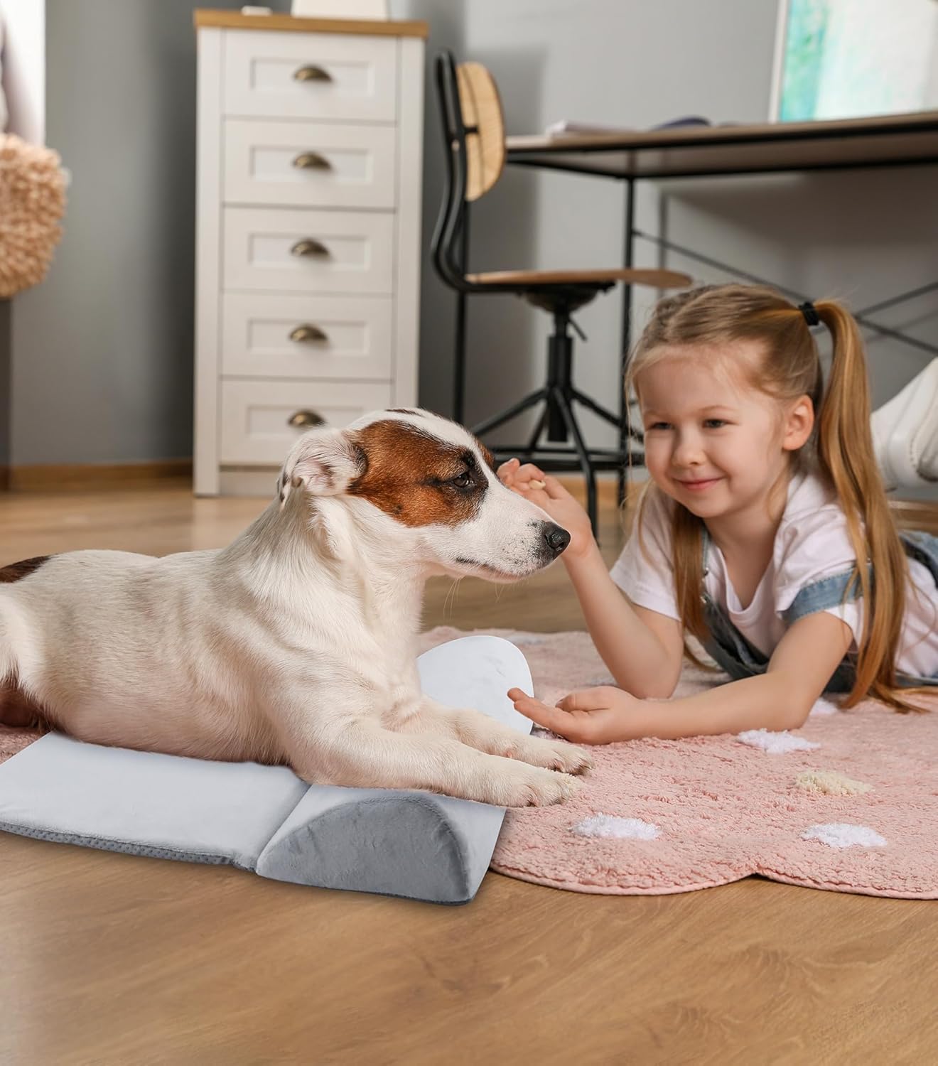 Dog Bolster Pillow for Small Dogs and Cats, Benefit for Cervical Vertebra and Neck, Dog Pillow for Improve Sleep Quality, Travel-Friendly, with High Resilience Foam, Machine Washable