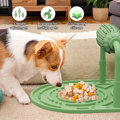 Dog Puzzle Feeder, Silicone Slow Food Mat, Interactive Dog & Cat Food Puzzle Toy, Adjustable Height, Large Capacity, Relieves Anxiety and Boredom, Enhances IQ Training for Large Dogs Pets