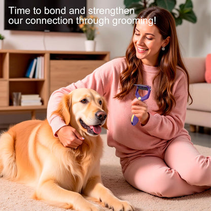 Undercoat Rake for Long-Haired Dogs and Cats, pet grooming brush with 9/17 teeth for Medium to Large Double-Coated Pets, Removes Loose Hair and Combats Shedding