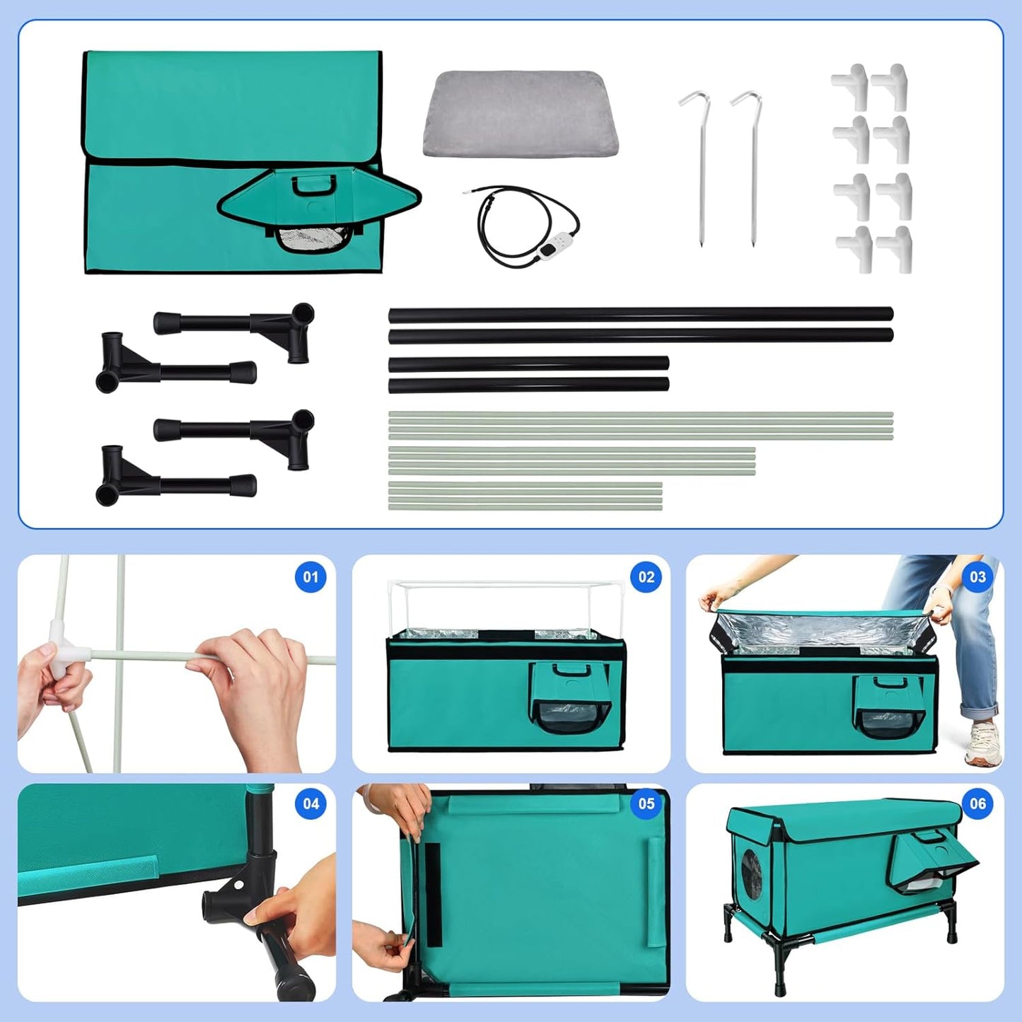 Elevated Heated Outdoor Cat House - 100% Weatherproof Insulated Outdoor Cat Shelter with Safe Escape Door & Removable Heating Pad, Warm Heated Cat House for Outside Stray/Feral/Barn Cat