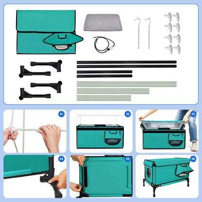 Elevated Heated Outdoor Cat House - 100% Weatherproof Insulated Outdoor Cat Shelter with Safe Escape Door & Removable Heating Pad, Warm Heated Cat House for Outside Stray/Feral/Barn Cat