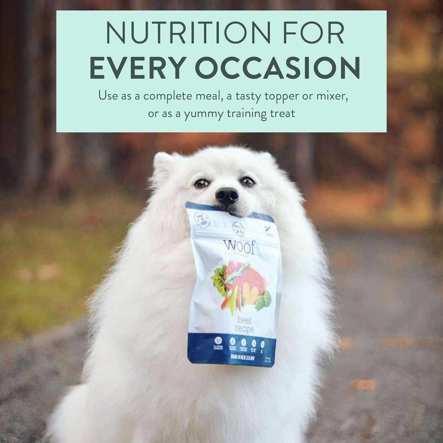 WOOF Freeze Dried & Air Dried Dog Food Bundle - Beef Recipe (9.9 oz Freeze Dried & 3.5 oz Air Dried), High Protein Dog Food, Topper, Mixer, or Treat, All Life Stages