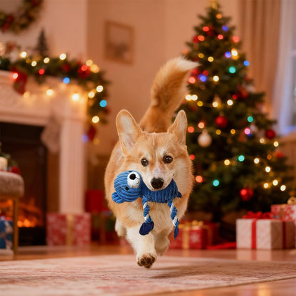 LWBMG Squeaky Dog Toys, Tug of War Dog Toys to Keep Them Busy, Stuffed Animal Dog Plush Toy for Puppy Small, Middle, Large Dogs, Cute Bear Interactive Doggie Toy Blue