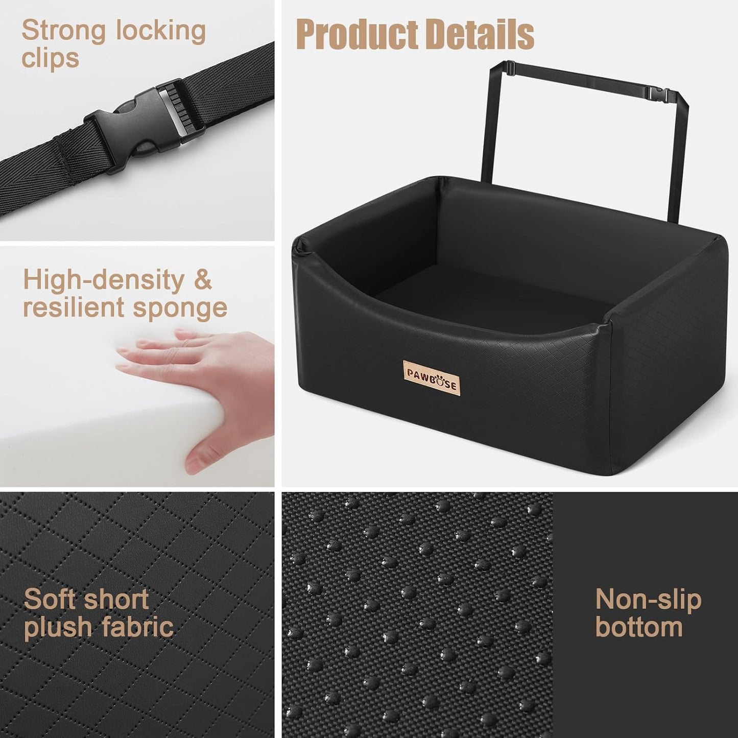 Large Leather Dog Car Seat, Cool and Refreshing Pet Booster Truck Bed with Dog Safety Belt, Waterproof Pet Travel Bed, Summer Elevated Pet Kennel, Easy Cleaning