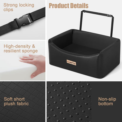 Large Leather Dog Car Seat, Cool and Refreshing Pet Booster Truck Bed with Dog Safety Belt, Waterproof Pet Travel Bed, Summer Elevated Pet Kennel, Easy Cleaning