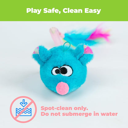 Catify by Best Pet Supplies Interactive Cat Toys – Plush, Motion-Activated & Squeaking Toys with Premium North American Catnip for Indoor Cats & Kittens - Squeaking Mice Set, Blue & Fuchsia