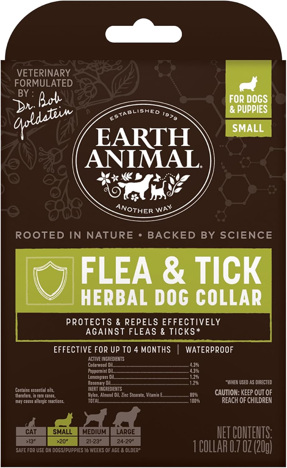 Earth Animal Apothecary Natural Flea & Tick - Herbal Collar for Small Dogs & Puppies - 1 Collar