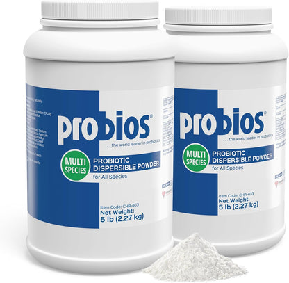 Probios Digestive Support Probiotic for All Species, Probiotics for Gut Health, Dispersible Powder, 5 lbs (Pack of 2)