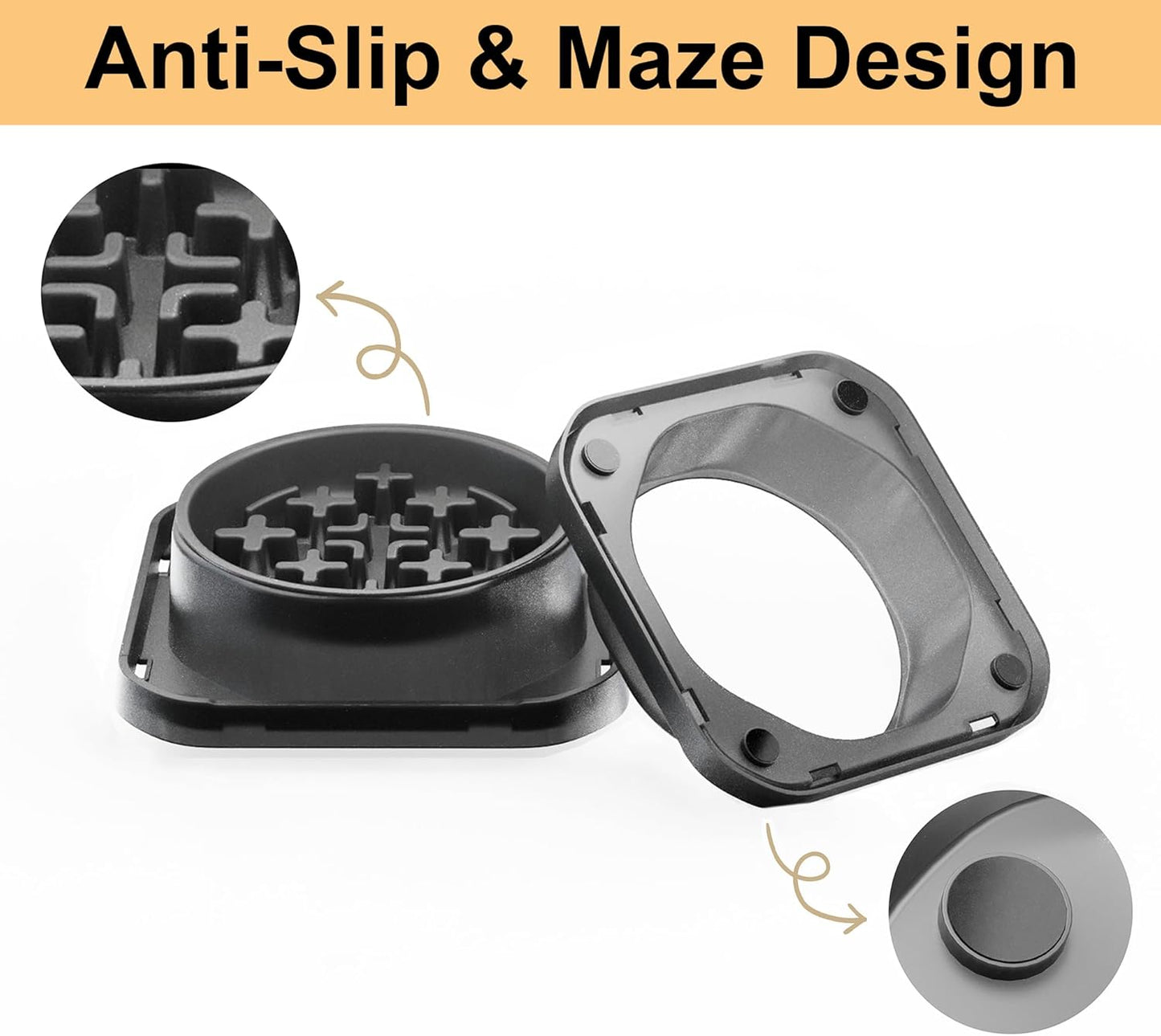 Slow Feeder Dog Bowls for Small Breed, Anti-Slip Puzzle Feeder Bowl to Slow Down Eating for Dogs, 1 Cup Maze Pet Food Feeding Bowl, Bloat Stop Preventing Puppy Dish - Starry Gray