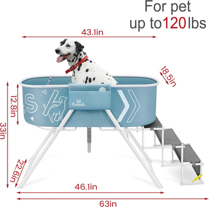 Furesh Big Dipper Dog Bath Tub with Stairs, Elevated Portable Foldable Wash Station with Steps for Bathing, Shower and Grooming, Indoor, Outdoor, for Medium to Large Size Dogs