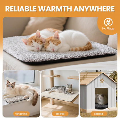 Self Warming Cat Bed Self Heating Cat Dog Mat 24 x 18 inch Extra Warm Thermal Pet Pad for Indoor Outdoor Pets with Removable Cover Non-Slip Bottom Washable Non Electric