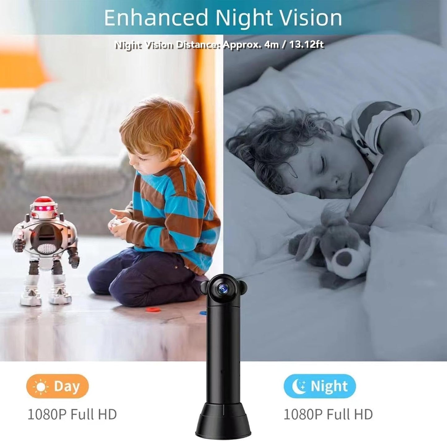 1080P Camera, Indoor Security Night Vision WiFi Camera with Motion Detection and 2 Way Talk Alarm System for Home and Pet Monitoring