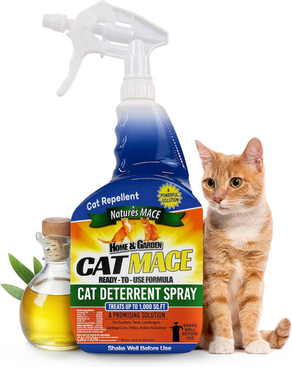 Nature's Mace Cat Mace Cat Repellent, Spray Deterrent for Urine Marking, Keep Cats Away for Outdoor & Indoor Use, Scratching, Flowerbeds, Yards, Pets, Garden, Plants, Ready-to-Use, 40 oz Spray