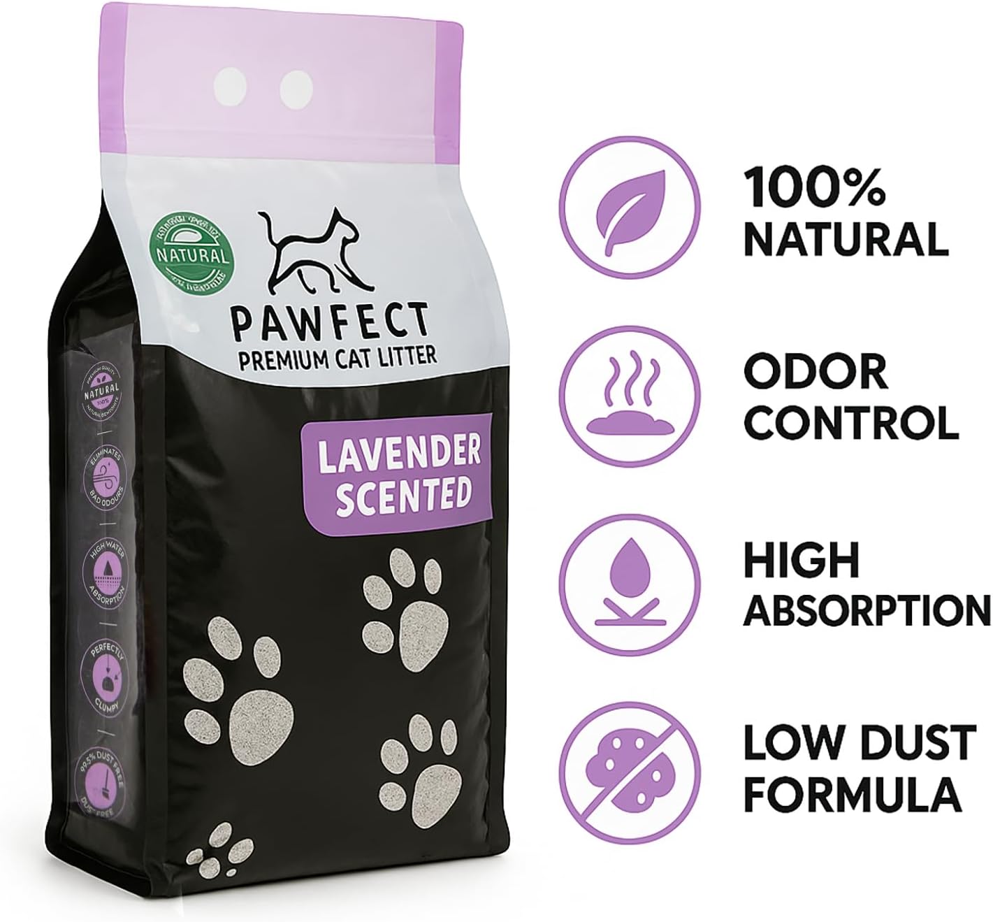 Lavender Scented Clumping Cat Litter – 17.2 lb / 9L, Dust-Free, Odor Control
