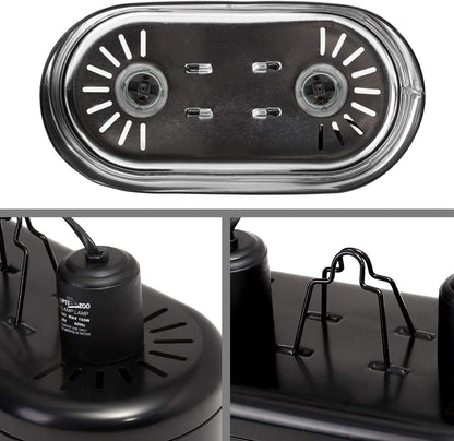 REPTI ZOO Dual Reptile Light Fixture for Reptile Dome UVB Lamp Fixture Dual Reptile Reflector Dome Lamp Cap Combo Integration Design Heat Lighting