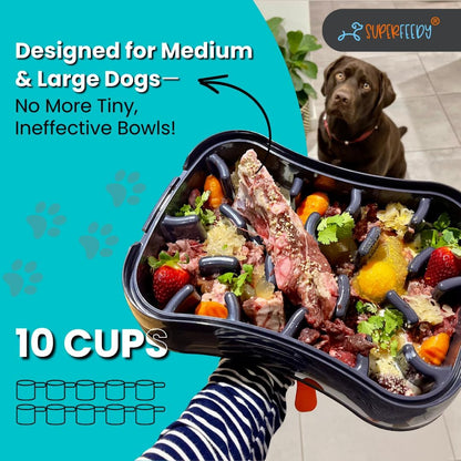 4-in-1 Slow Feeder Dog Bowl with Lick Mat – BPA-Free, Food Grade Silicone, Large Capacity for Large Dogs