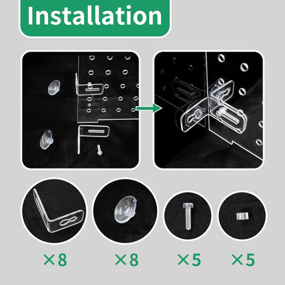 Aquarium Fish Tank Divider Acrylic Isolation Grid Board with Suction Cups Included Clear Fish Separator Transparent Plate Baffle Cover Blocking Fish Partition Net 30x40cm/11.81x15.74in